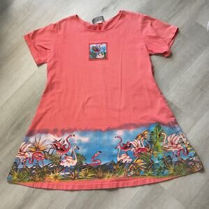 Cover Charge Crew Neck Pink Flamingo Pullover Dress